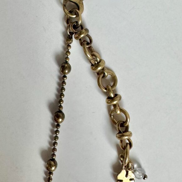 Vintage Lucky Gold Tone Moonglow Pendant Necklace with Matching Dangle Earrings - Picture 10 of 16